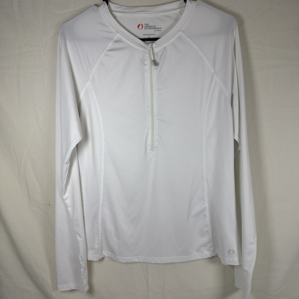 The American Outdoorsman Women's White Quarter Zip‎ Athletic Pullover Size L